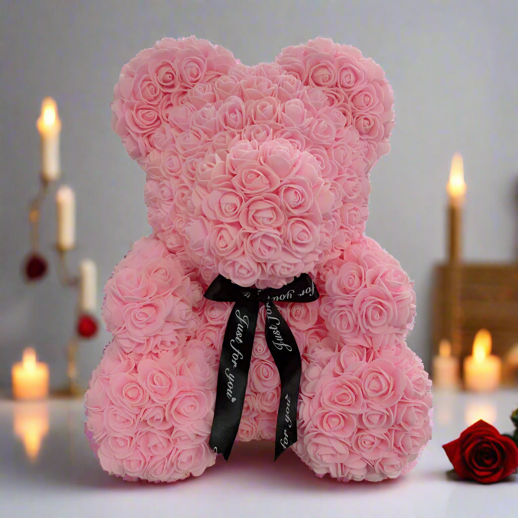 40cm red rose teddy bear with white heart inside clear display box
Handcrafted rose bear made from artificial foam roses
Romantic gift-ready rose bear in transparent packaging with red ribbon
Close-up of textured red and white foam roses on teddy bear
Elegant rose bear with heart-shaped center in deluxe gift box
Artificial rose teddy bear for Mother's Day, weddings, or anniversaries
Detailed shot of white heart roses on red floral teddy bear
Rose bear in clear gift box with red satin bow
Lux