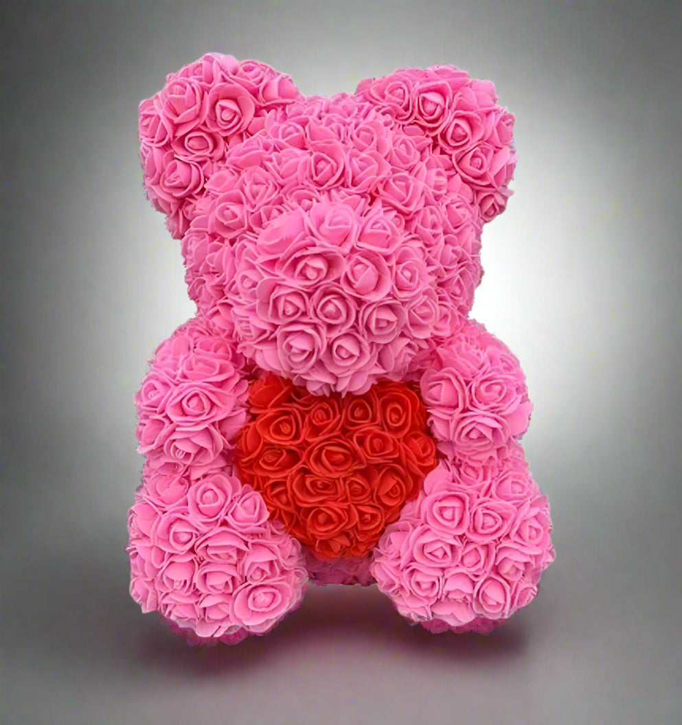 40cm red rose teddy bear with white heart inside clear display box
Handcrafted rose bear made from artificial foam roses
Romantic gift-ready rose bear in transparent packaging with red ribbon
Close-up of textured red and white foam roses on teddy bear
Elegant rose bear with heart-shaped center in deluxe gift box
Artificial rose teddy bear for Mother's Day, weddings, or anniversaries
Detailed shot of white heart roses on red floral teddy bear
Rose bear in clear gift box with red satin bow
Lux