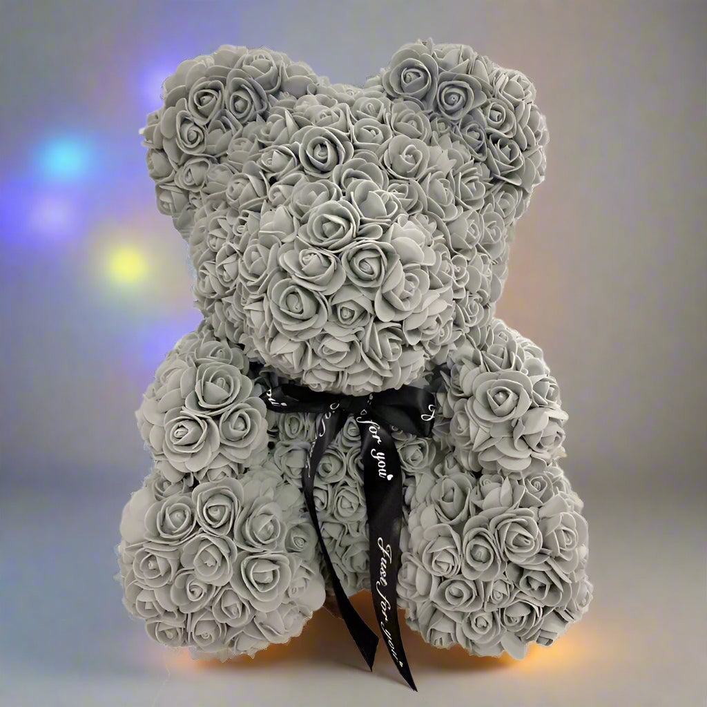 40cm red rose teddy bear with white heart inside clear display box  
Handcrafted rose bear made from artificial foam roses  
Romantic gift-ready rose bear in transparent packaging with red ribbon  
Close-up of textured red and white foam roses on teddy bear  
Elegant rose bear with heart-shaped center in deluxe gift box  
Artificial rose teddy bear for Mother's Day, weddings, or anniversaries  
Detailed shot of white heart roses on red floral teddy bear  
Rose bear in clear gift box with red satin bow  
Lux