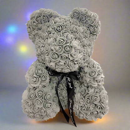 40cm red rose teddy bear with white heart inside clear display box  
Handcrafted rose bear made from artificial foam roses  
Romantic gift-ready rose bear in transparent packaging with red ribbon  
Close-up of textured red and white foam roses on teddy bear  
Elegant rose bear with heart-shaped center in deluxe gift box  
Artificial rose teddy bear for Mother's Day, weddings, or anniversaries  
Detailed shot of white heart roses on red floral teddy bear  
Rose bear in clear gift box with red satin bow  
Lux