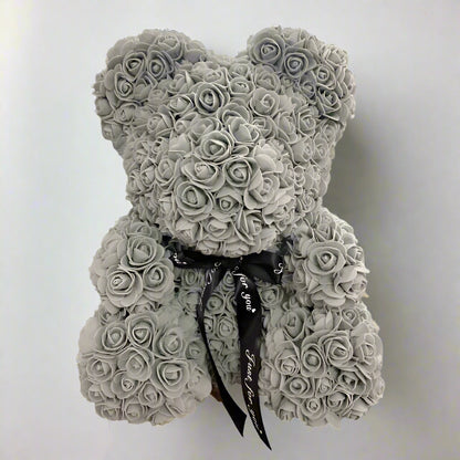 40cm red rose teddy bear with white heart inside clear display box  
Handcrafted rose bear made from artificial foam roses  
Romantic gift-ready rose bear in transparent packaging with red ribbon  
Close-up of textured red and white foam roses on teddy bear  
Elegant rose bear with heart-shaped center in deluxe gift box  
Artificial rose teddy bear for Mother's Day, weddings, or anniversaries  
Detailed shot of white heart roses on red floral teddy bear  
Rose bear in clear gift box with red satin bow  
Lux